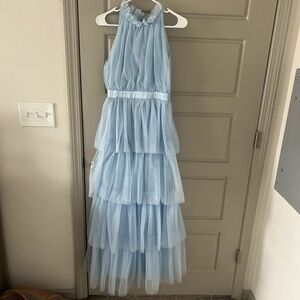 Aura Light Blue Tiered Formal Dress